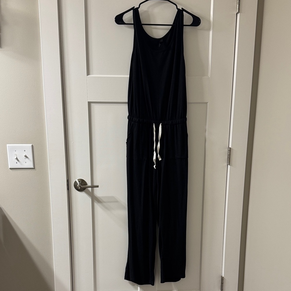Sleeveless Black Drawstring Jumpsuit